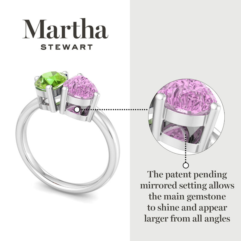 Martha Stewart 2ctw. Peridot & Pink Sapphire Two Stone Ring In Sterling Silver image number null